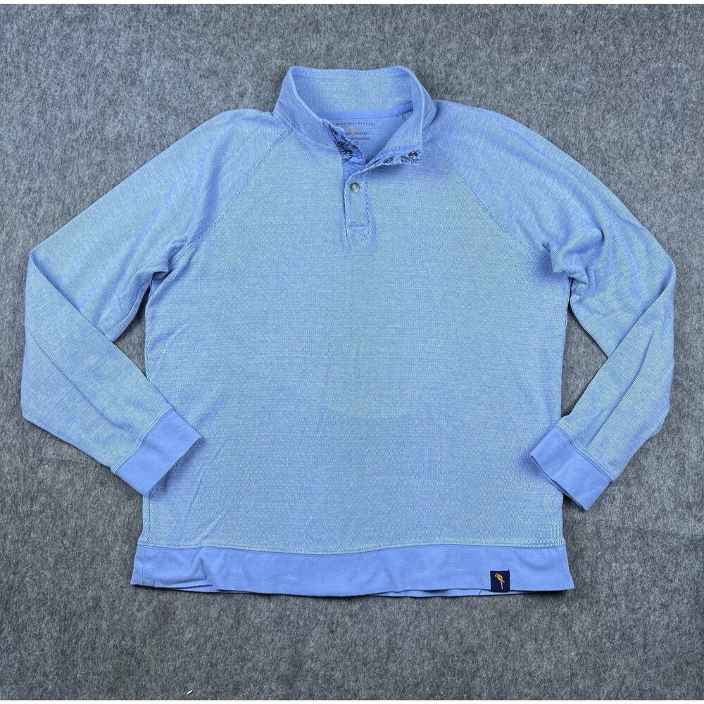 Margaritaville Men's Quarter Button Pullover Island Reserve Baby Blue Size Large